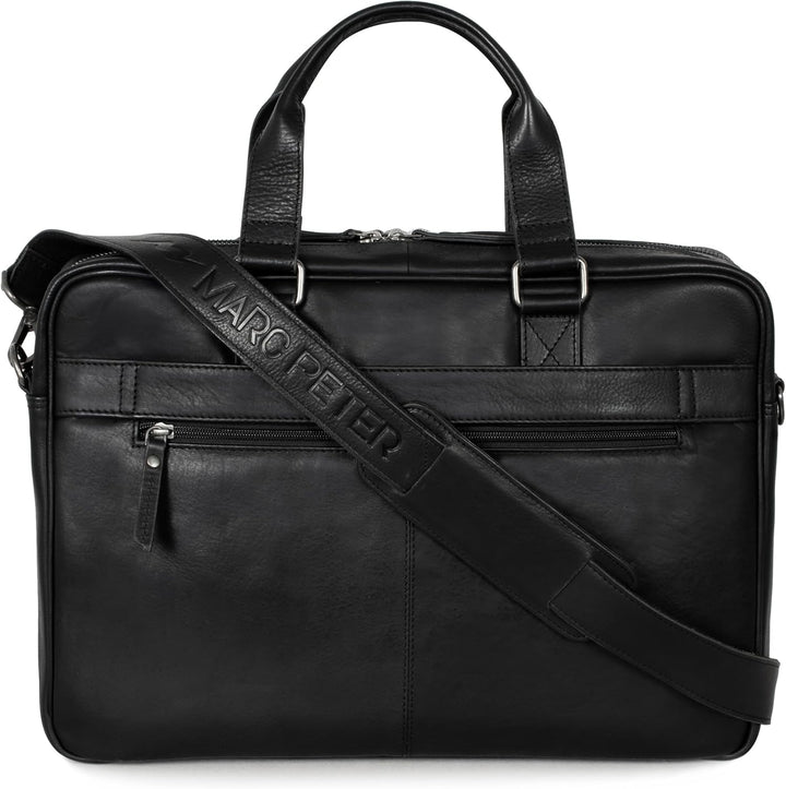 Marc Peter Laptoptasche Dallas I Leder Umhängetasche für 15.6 zoll Laptop I Aktentasche für Notebook