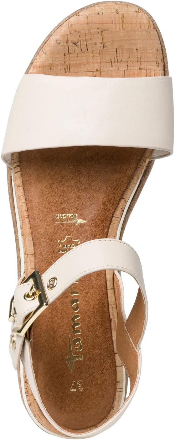 Tamaris Damen Sandaletten, Frauen Sandalen,TOUCHit-Fussbett 37 EU Beige Ivory 418, 37 EU Beige Ivory