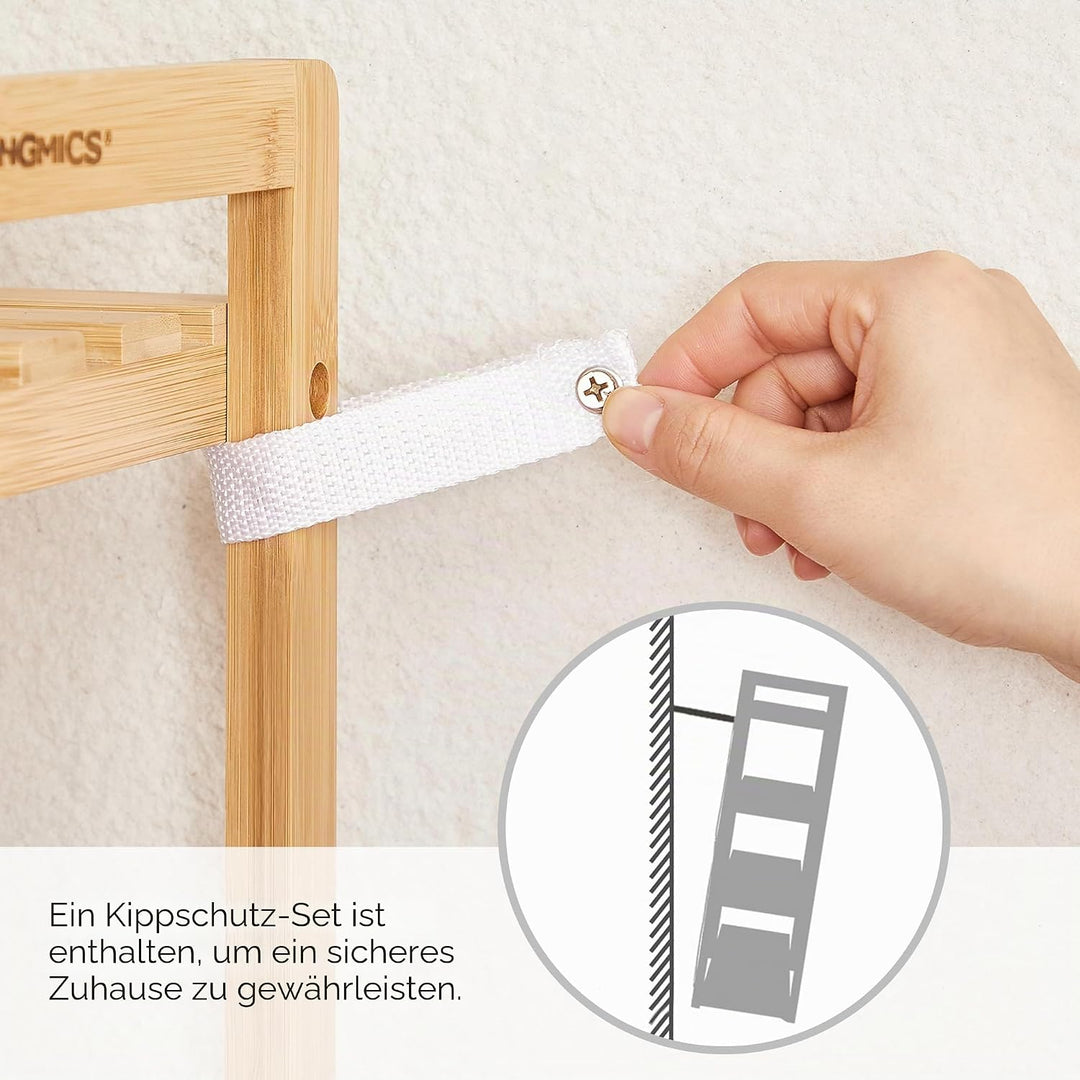SONGMICS Bambusregal, Küchenregal, Badregal, Bücherregal, Standregal mit 3 Ablagen, 31,5 x 45 x 80 c