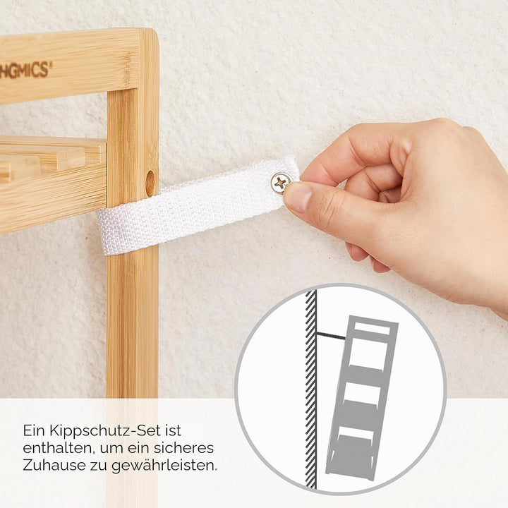 SONGMICS Bambusregal, Küchenregal, Badregal, Bücherregal, Standregal mit 3 Ablagen, 31,5 x 45 x 80 c
