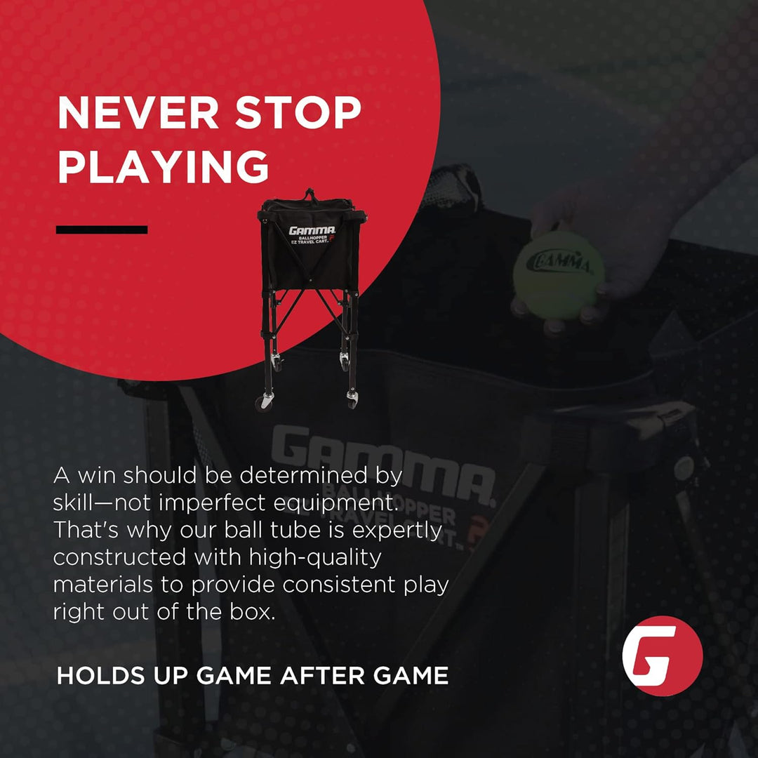 Gamma Sports EZ Travel Cart, Tennis- &amp; Pickleball-Ballkorb, Padel, Tragbares kompaktes Design, Stabi