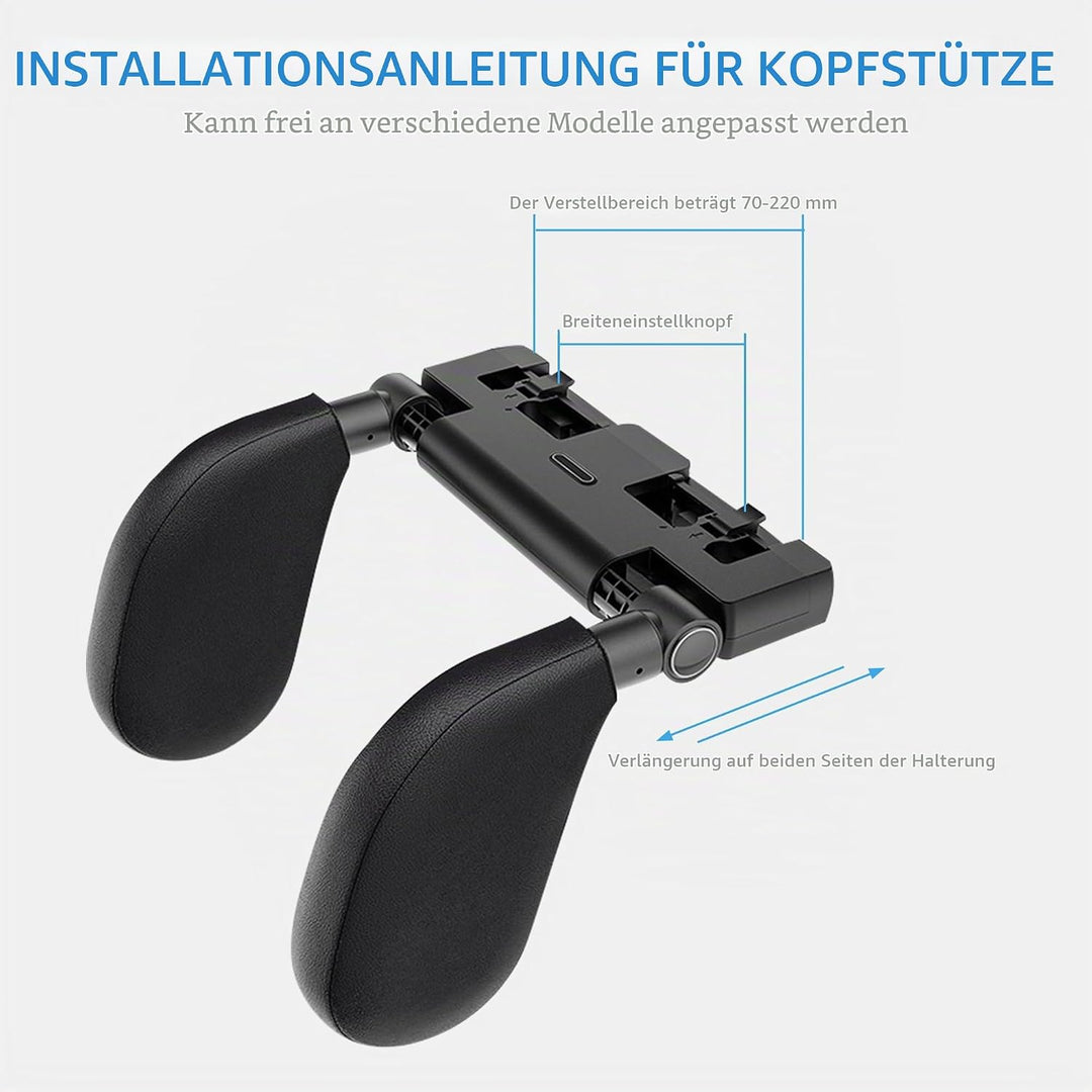 2 Pack KopfstüTze Auto Kinder, 180 Grad Verstellbares Atmungsaktiv Leder Nackenstütze Auto,Nackenkis