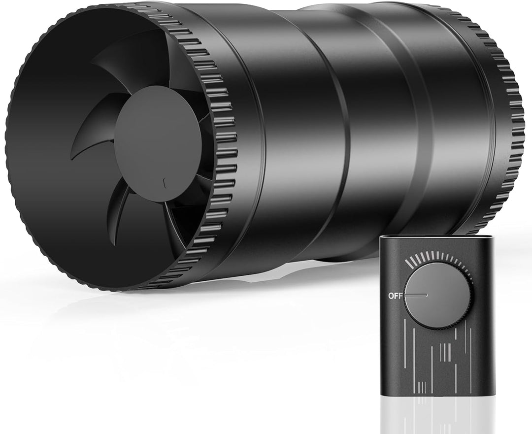 Hon&Guan 100 mm Rohrventilator Regelbar, 221 m³/h Rohrlüfter, Abluftventilator mit Stecker Upgrade C