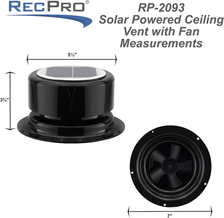 RecPro Wohnmobil-Solarventilator, solarbetriebener Deckenventilator mit Ventilator, für Wohnmobil, M