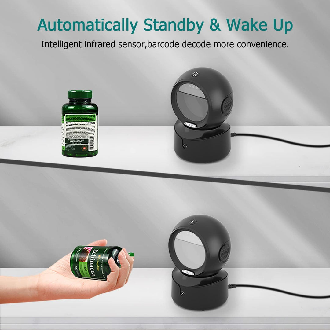 NetumScan omnidirektionaler Desktop Barcode Scanner, freihändiger kabelgebundener USB-QR-Barcode-Les