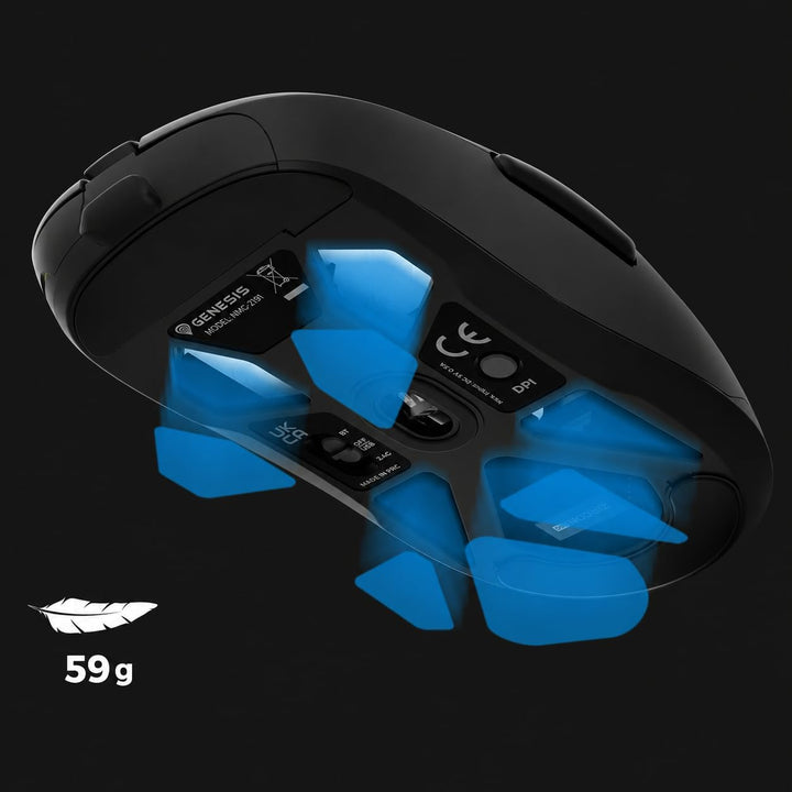 Genesis Zircon 660 Wireless Gaming Maus, 12000 DPI, Triple Mode, Schwarz, Schwarz