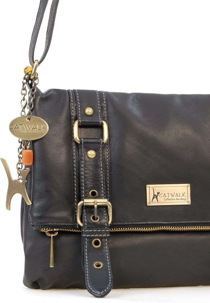 Catwalk Collection Handbags - Leder - Umhängetasche - ABBEY ROAD Schwarz, Schwarz