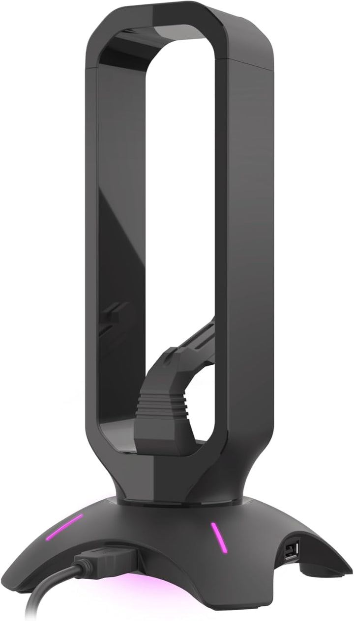 Genesis RGB Kopfhörerständer mit Mouse Bungee und USB Hub, Gaming Headset Halter mit 2X USB 2.0, Kab