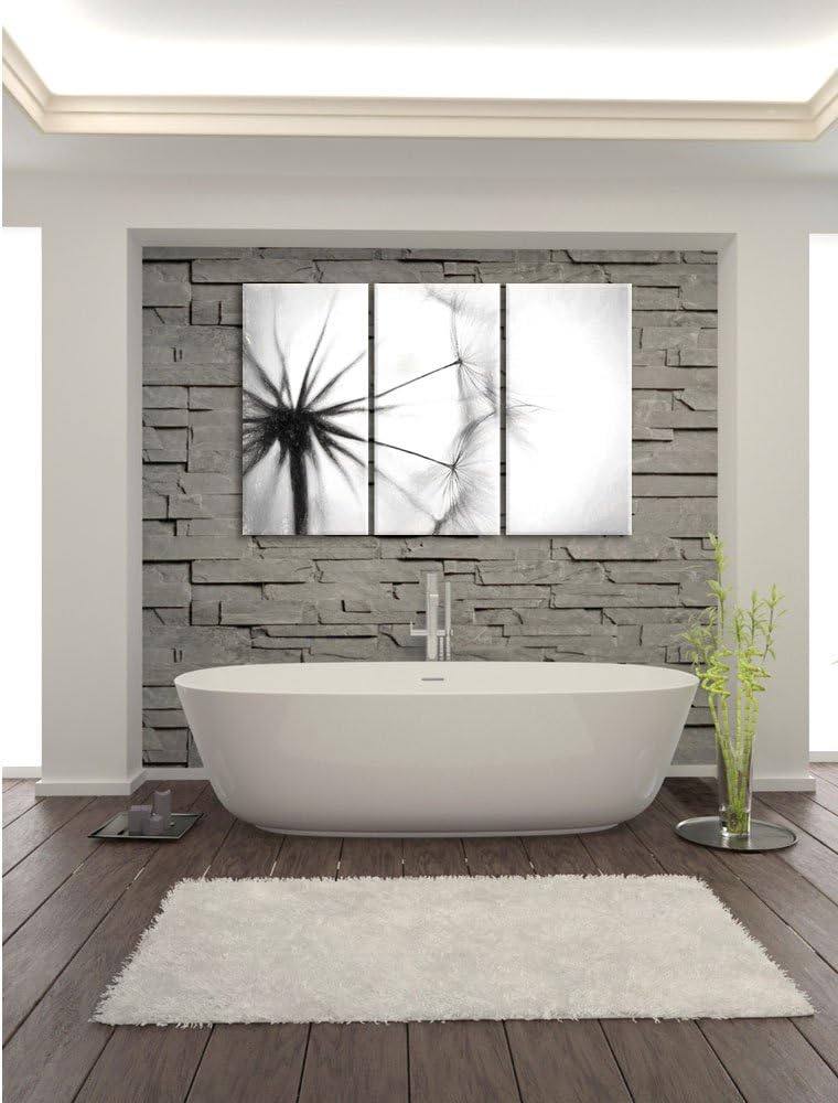 Pixxprint Pusteblumen Kohle Effekt 3-Teiler Leinwandbild 120x80 Bild auf Leinwand