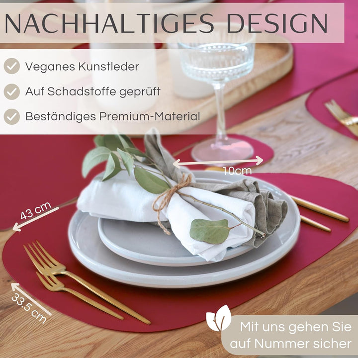 Mahewa® 6er Set Premium Tischset aus Leder-Imitat - Kunstleder Platzset abwaschbar und wasserdicht -