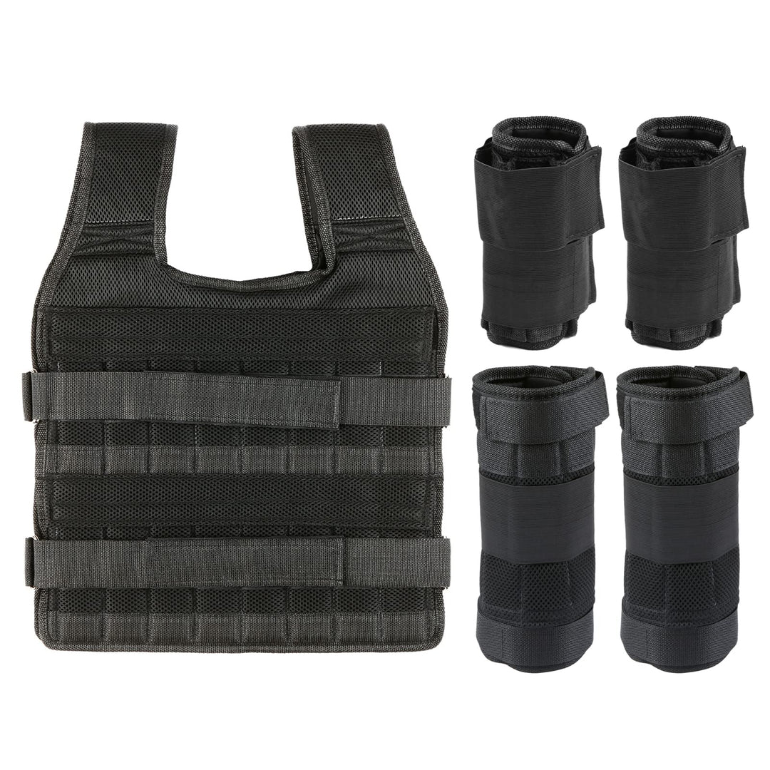 35kg Gewichtsweste mit 6kg Bein- und 5kg Armgewichten, Verstellbare Trainingweste mit 32 Taschen, Me