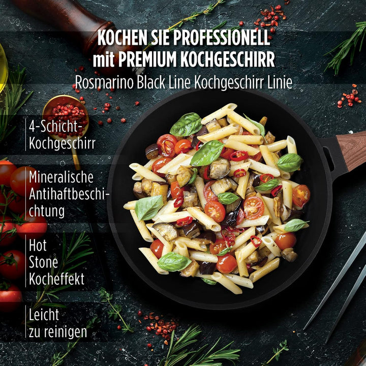ROSMARINO Profi Bratpfanne 24 cm - Pfanne mit hervorragende Wärmeverteilung und Wärmeleistung, Induk