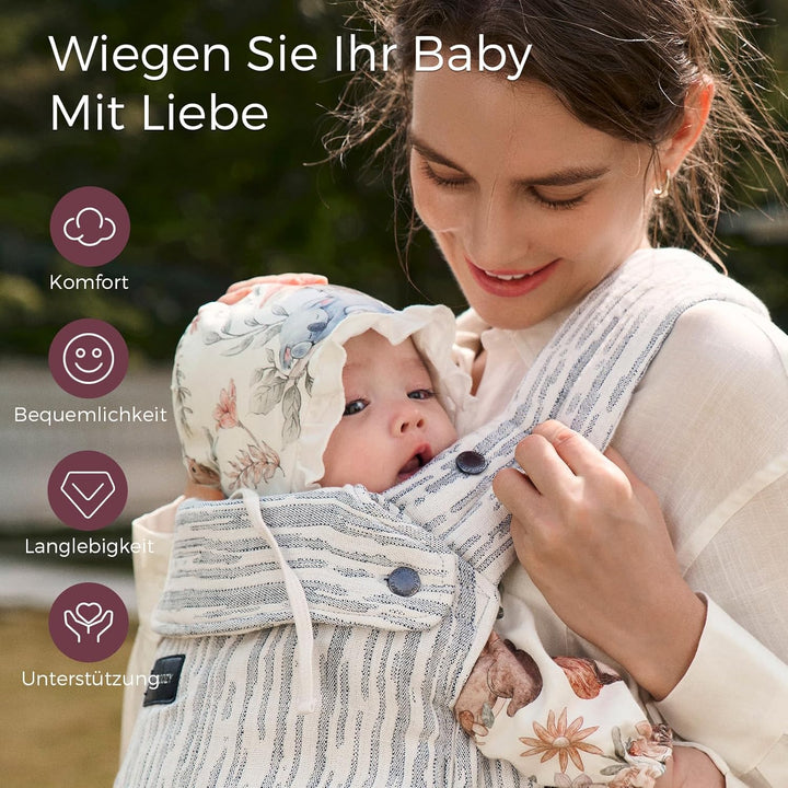 Momcozy Herihuge Baby-Trage - Charmante Jacquard-Webart, Langlebig &amp; Elegant - Ganz-Tages-Komfort fü
