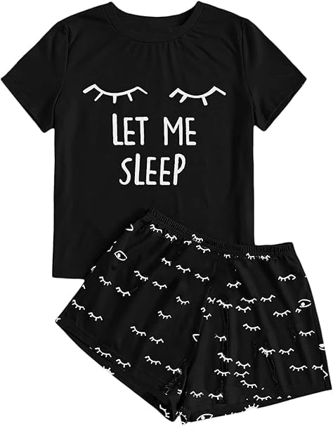 Haloumoning Mädchen Schlafanzüge Sommer Niedliche Shorts Set Bequem Kurzarm Cartoon bedrucktes Pyjam