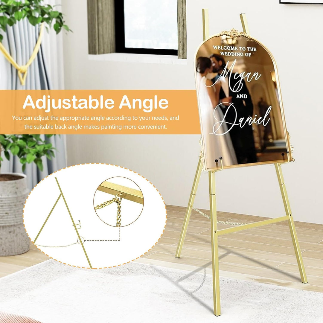Staffelei Hochzeit, 110cm Metall Staffelei für Schilder Gold staffeleien Gross Willkommensschild Hoc