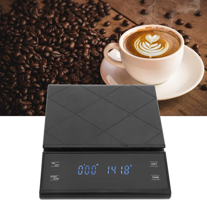 Elektronische Kaffeewaage Digitale Küchenwaage mit Küchenwaage und Timer-LCD-Display 0,1 g - 3 kg zu