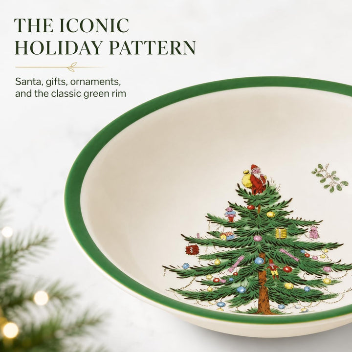 Portmeirion Spode Weihnachtsbaum, 5,5 Zoll Müslischalen Set, Steingut Schalen für Frühstück, Haferfl