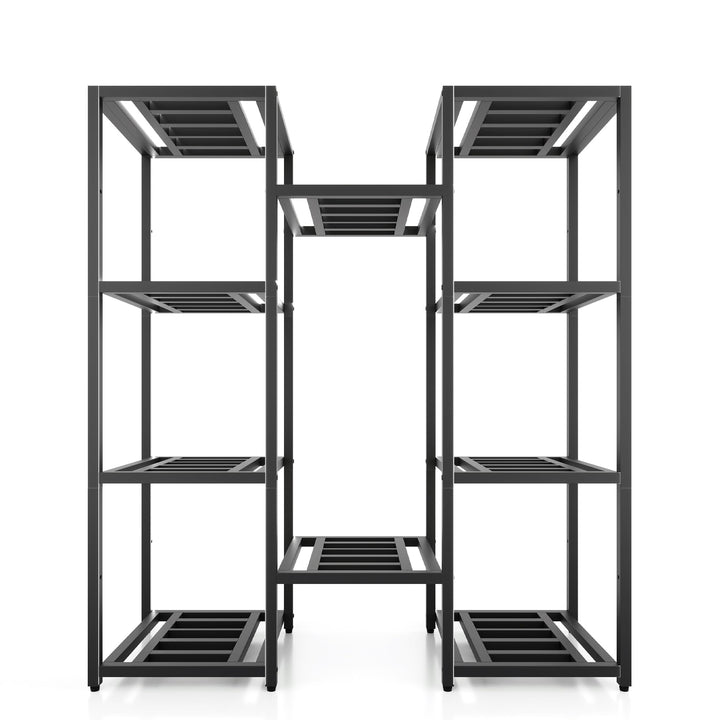 Pflanzenständer Indoor Outdoor,10 Etagen Metall Blumenständer,127 cm hoch rostfest Blumenhocker,schw