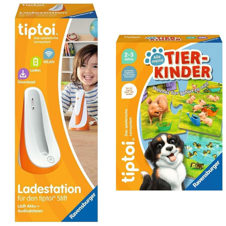Ravensburger tiptoi Ladestation 00111 - lädt Akku und Audiodateien & tiptoi 00108 - Alle Meine Tierk
