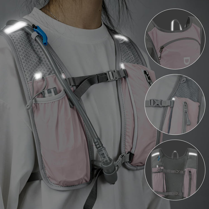 DNFUN Laufweste Damen Herren,verstellbare Trinkweste mit 1.5L Trinkflasche,5L Running Vest Trinkruck