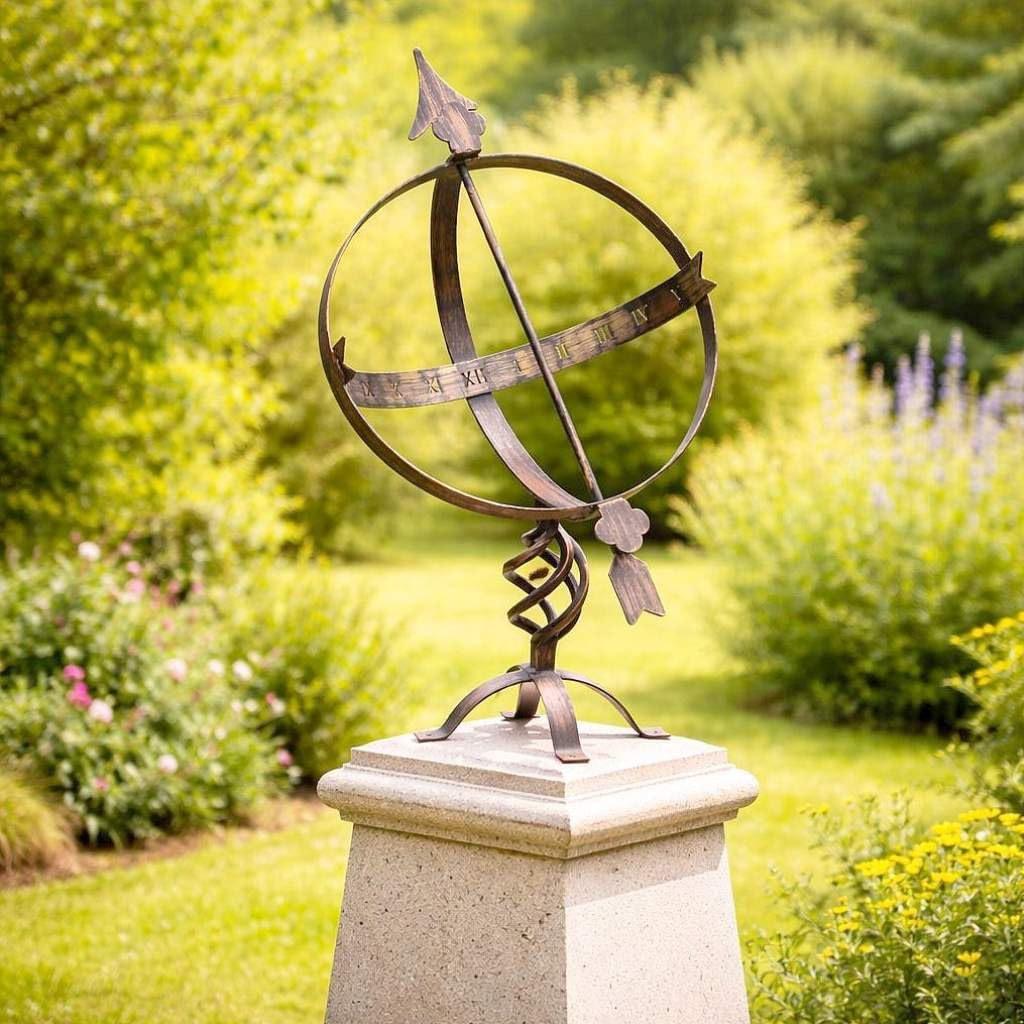 DanDiBo Sonnenuhr Garten Gross Metall Patina Schmiedeeisen Deko Wetterfest 70 cm Gartenuhr Uhr