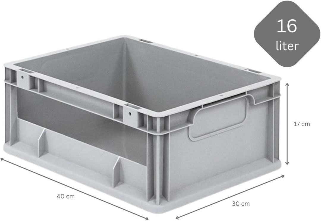 Mega Deal | 10x Proregal Eurobox NextGen Insight | Seite offen | HxBxT 17x30x40 cm | Grau HxBxT 17x3