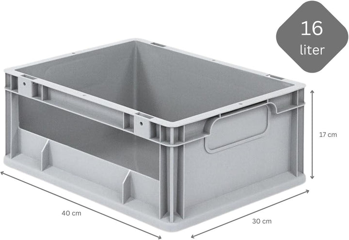 Mega Deal | 10x Proregal Eurobox NextGen Insight | Seite offen | HxBxT 17x30x40 cm | Grau HxBxT 17x3