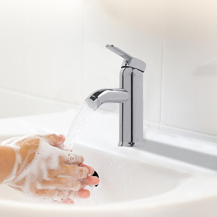 Edelstahl Waschtischarmaturen Bleifreier, Wasserhahn Bad mit Schlauch, Einhebelmischer Waschbeckenar
