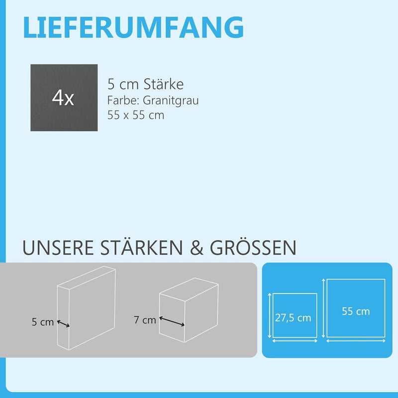 platino24 Schallabsorber Set aus Basotect G+ mit Akustikfilz, 4 Absorberelemente Rechteck je 825x550