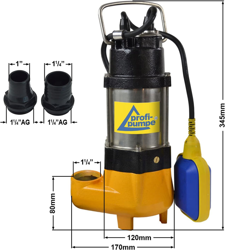 TAUCHPUMPE SCHMUTZWASSERPUMPE ABWASSERPUMPE BAUPUMPE DRAINAGEPUMPE FÄKALIENPUMPE SCHMUTZWASSERTAUCHP