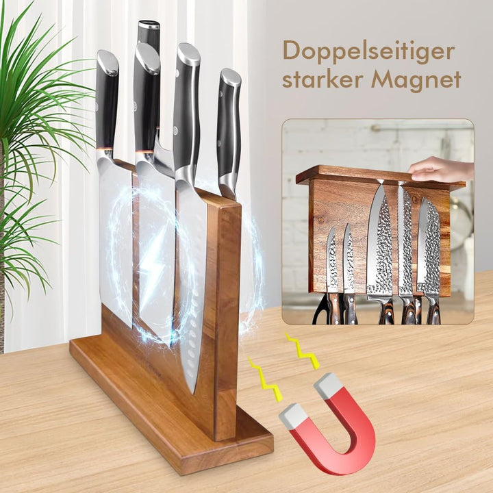 Messerblock Magnetisch Holz, Doppelseitiger Messerhalter Magnetisch Magnet Messerhalter Ohne Messer