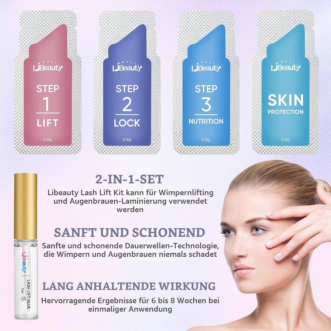 Libeauty Wimpernlifting Set &amp; Augenbrauen Lifting Set – Lash Lifting Kit für Natürlich Geschwungene