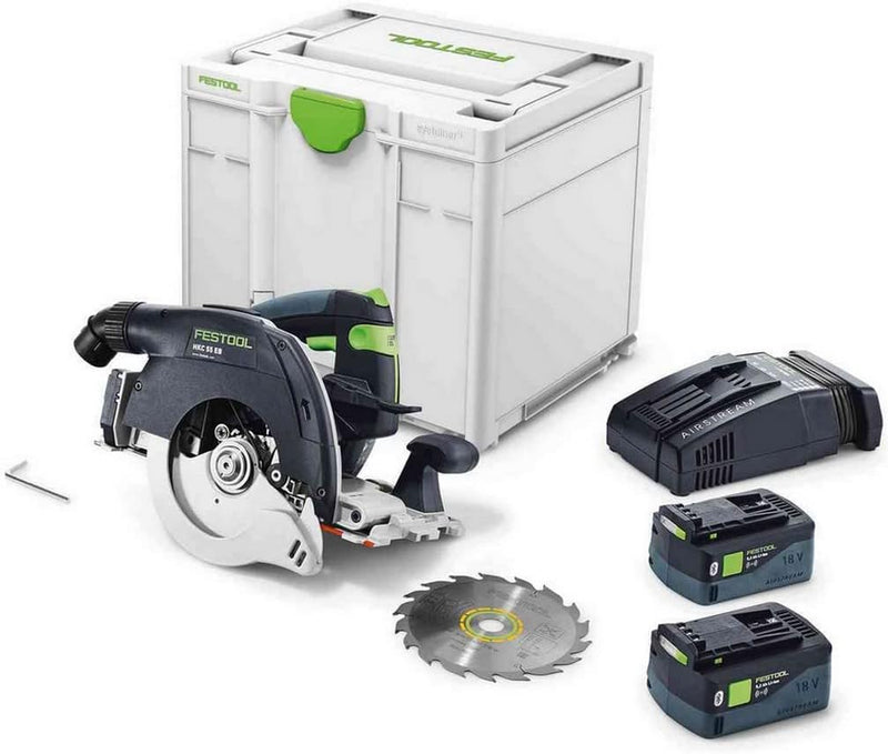 Festool Akku-Handkreissäge HKC 55 5,2 EBI-Plus-SCA (mit Akkupacks BP 18 Li 5,2, Schnellladegerät, Kr