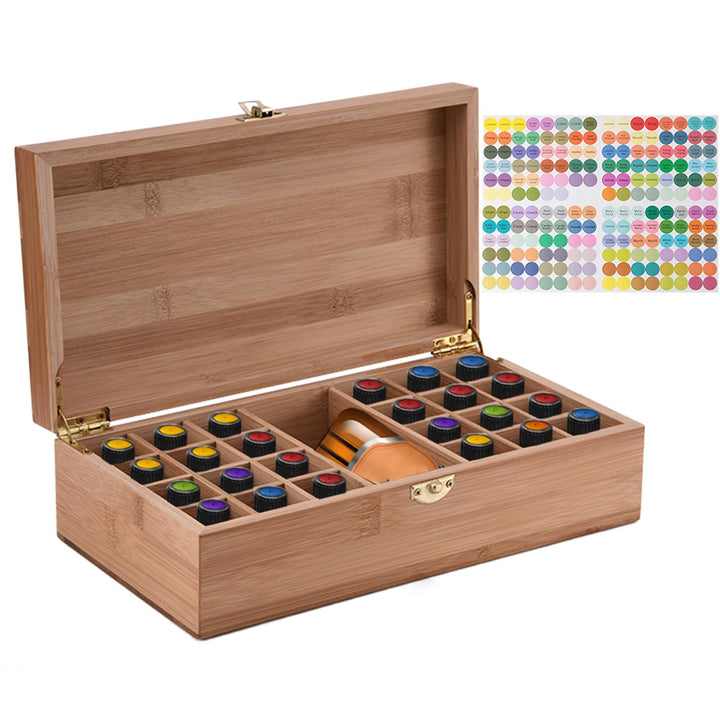 RoseFlower Bambus Ätherisches Öl Organisator Behälter Duftöle Display Ständer, 25 Löcher Aufbewahrun