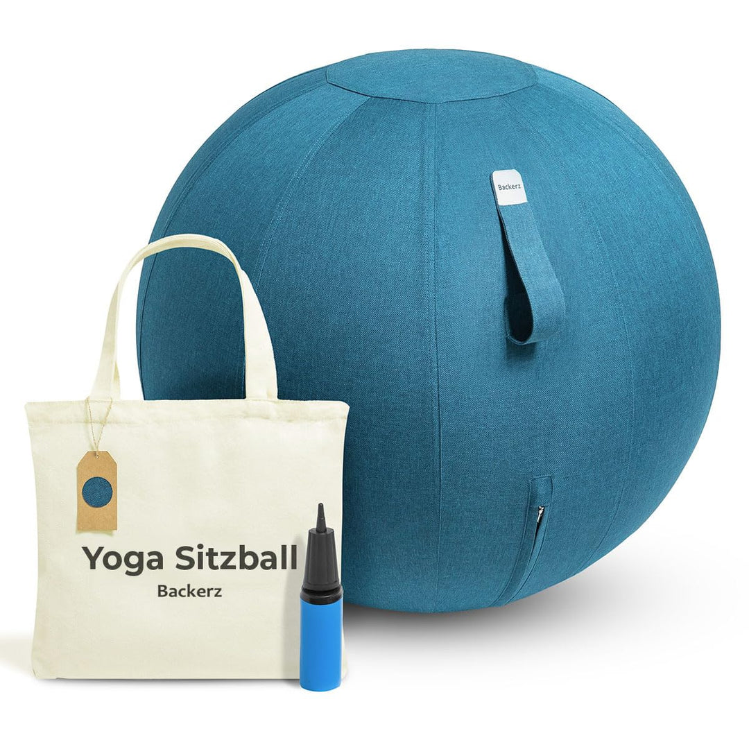 Sitzball Büro Ergonomisch 65 cm, Ergonomische Sitzmöbel für Büro und Heimbüro, Langlebiger Stoff, Gy