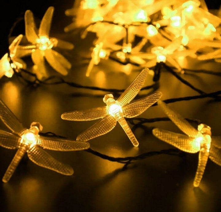 Solar Libellenlichterkette 20FT / 30 LED wasserdichte Innen- und Aussenmärchendekorationslichter, ge