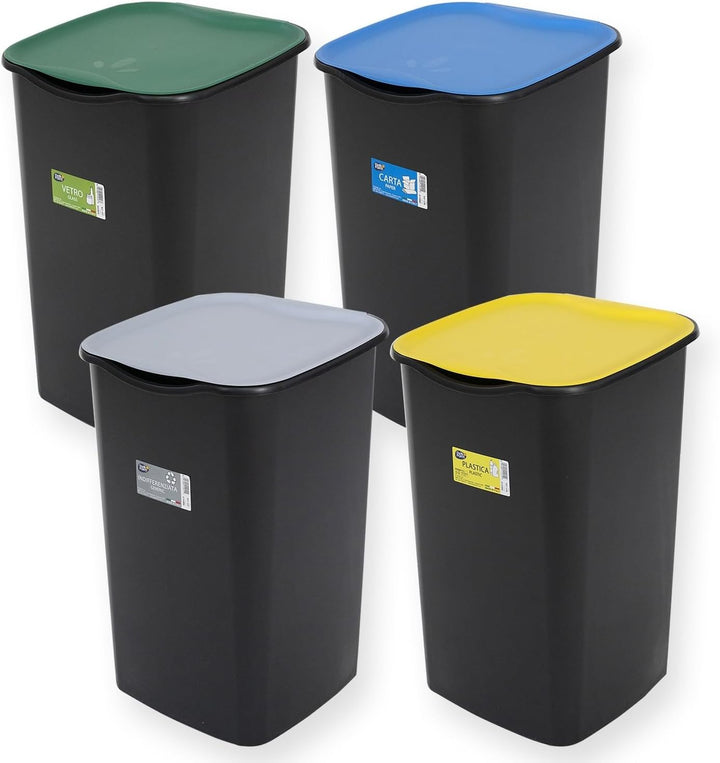 DREI Ti Abfalleimer, Schwarz/Grau, 50 l