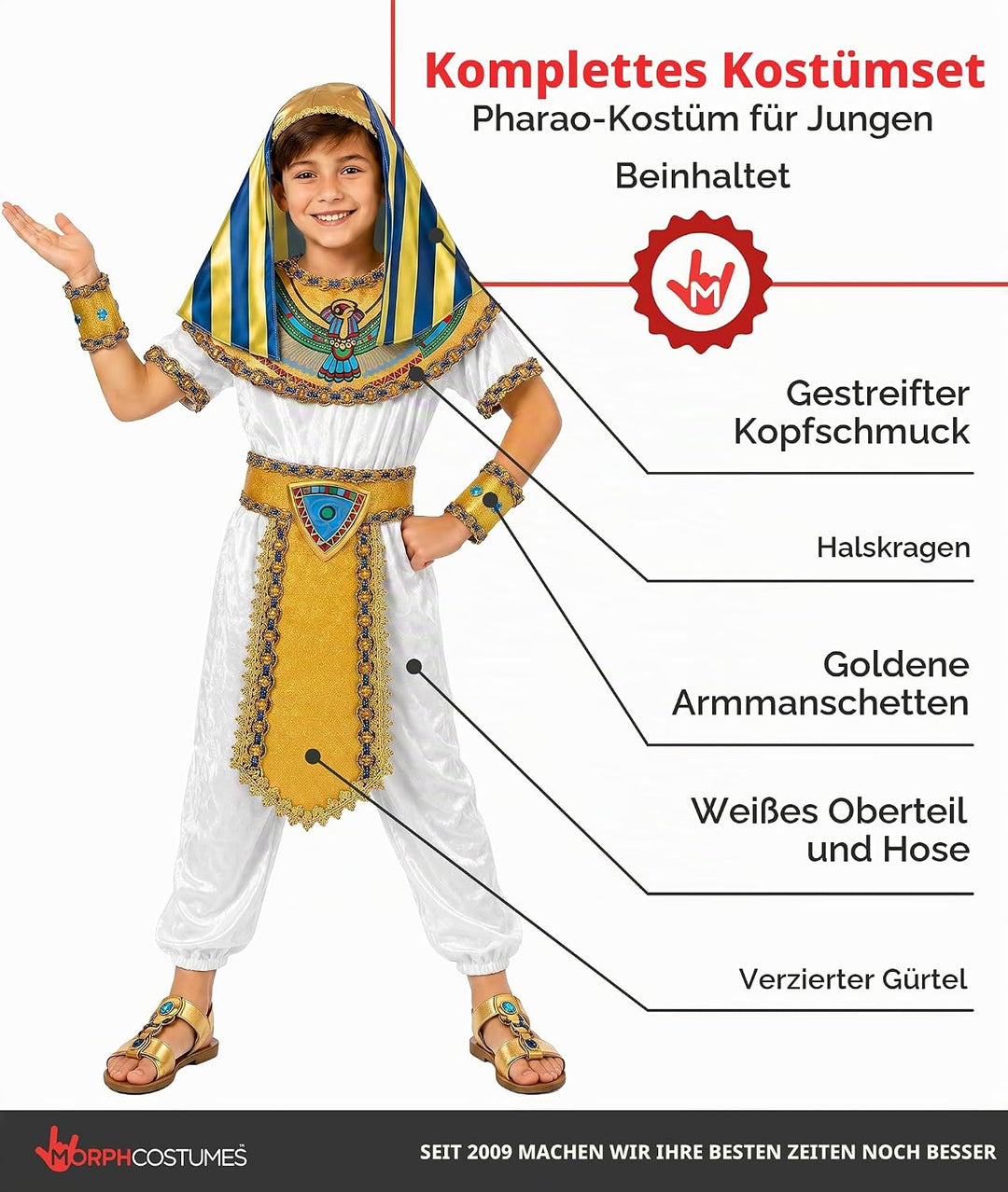 Fun Shack Kostüm Pharao Kinder, Pharao Kostüm Kinder, Kostüm Ägypter Kinder, Ägypten Kostüm Kinder,
