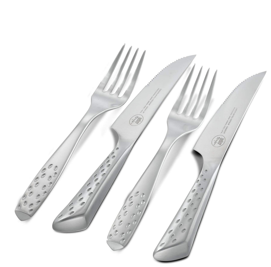 Weber 17077 Deluxe Steakbesteck Set, 4-teilig, Edelstahl, gezahnte Klinge, Silber