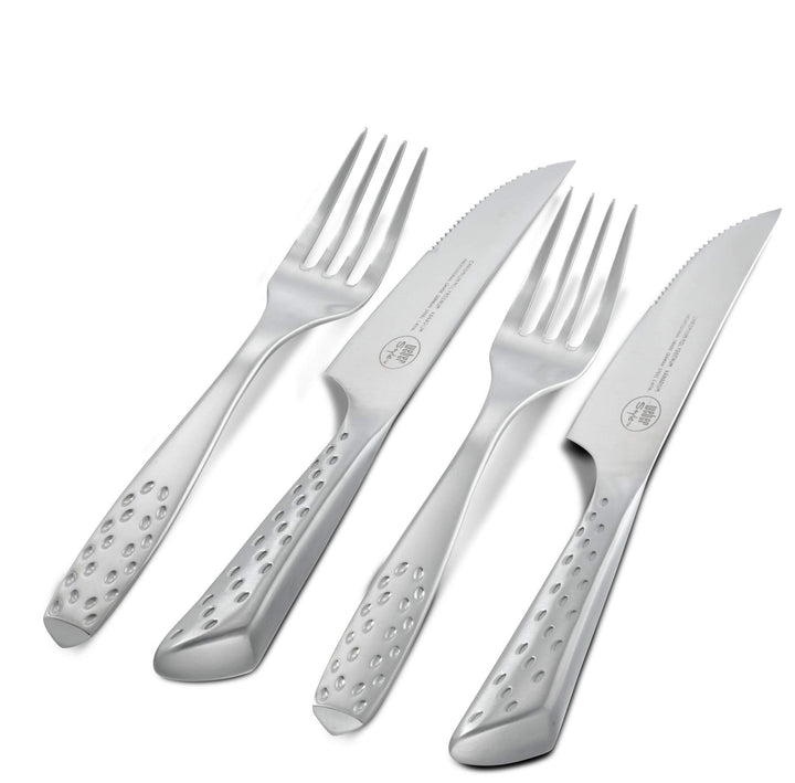 Weber 17077 Deluxe Steakbesteck Set, 4-teilig, Edelstahl, gezahnte Klinge, Silber