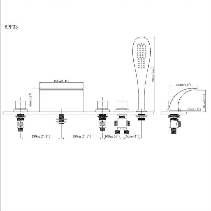 Wasserfall Wasserhahn 5 Einheiten, Badewanne Wasserhahn Rainshower Handbrause Set Bad Dusche Badezim