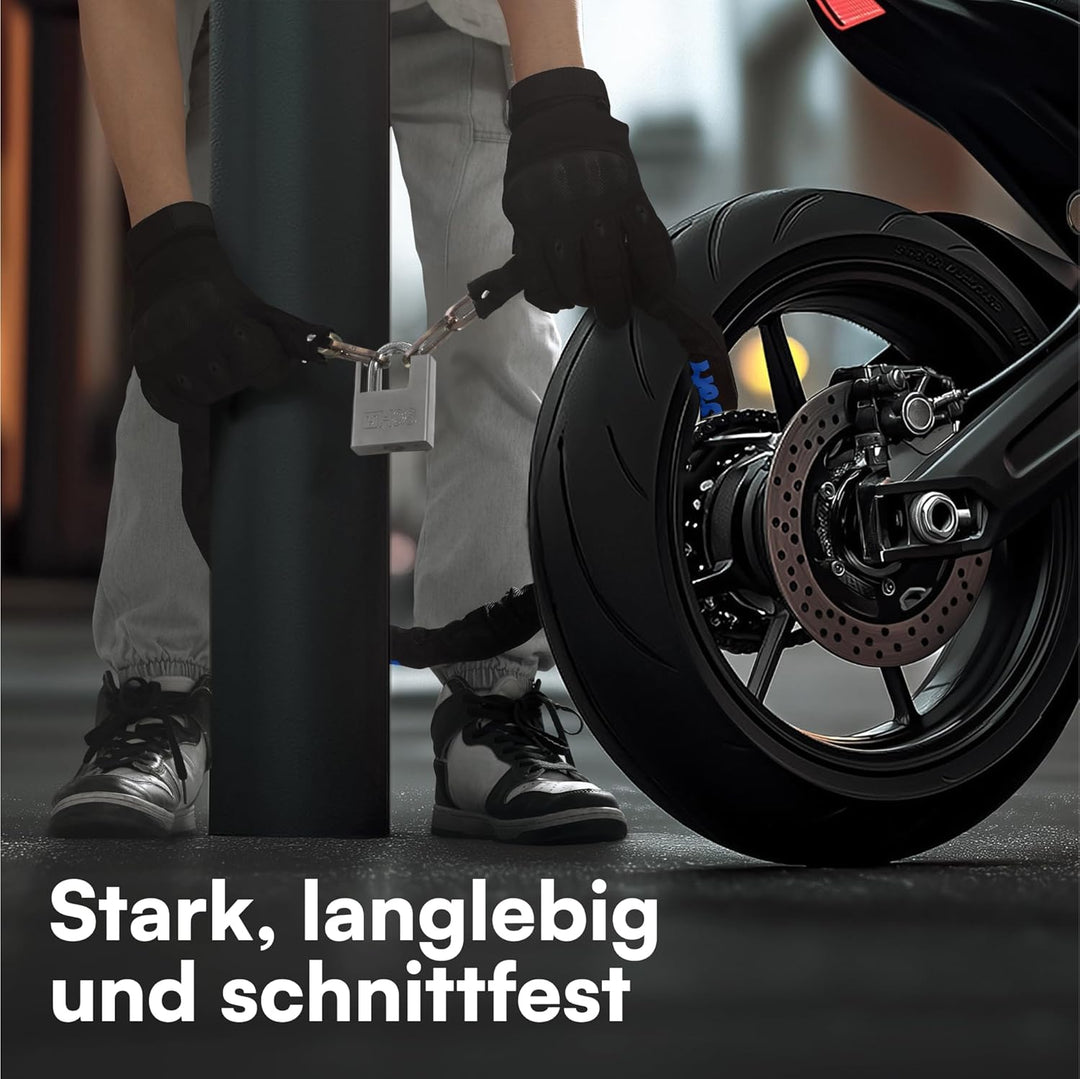 H&S Kettenschloss Motorradschloss - 6mm x 1,2m Kette - Schloss mit 5 Schlüsseln - Fahrradschlösser B