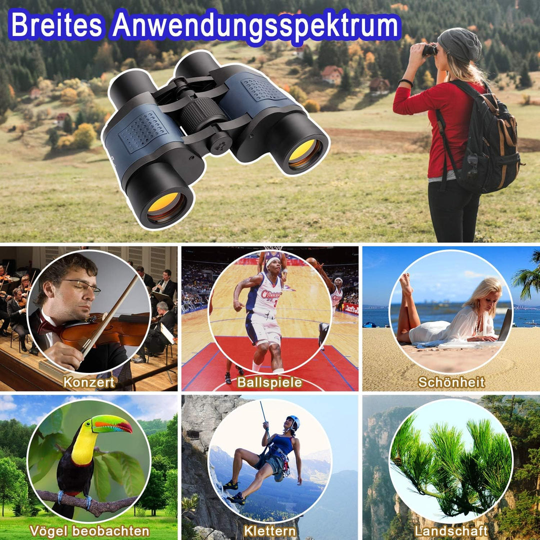 TTSkying Fernglas 60 x 60 HD Professionelles Fernglas mit Nachtsicht IPX7 Wasserdicht, Fernglas für
