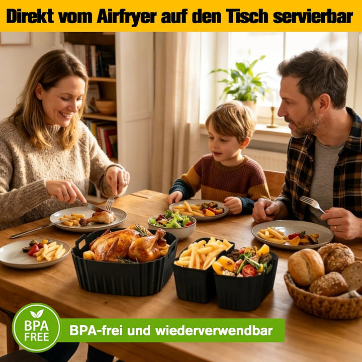 Silikonform Heissluftfritteuse für Ninja MAX PRO 6,2L, 3 Stk Airfryer Zubehör für Ninja 4,7L Wiederv