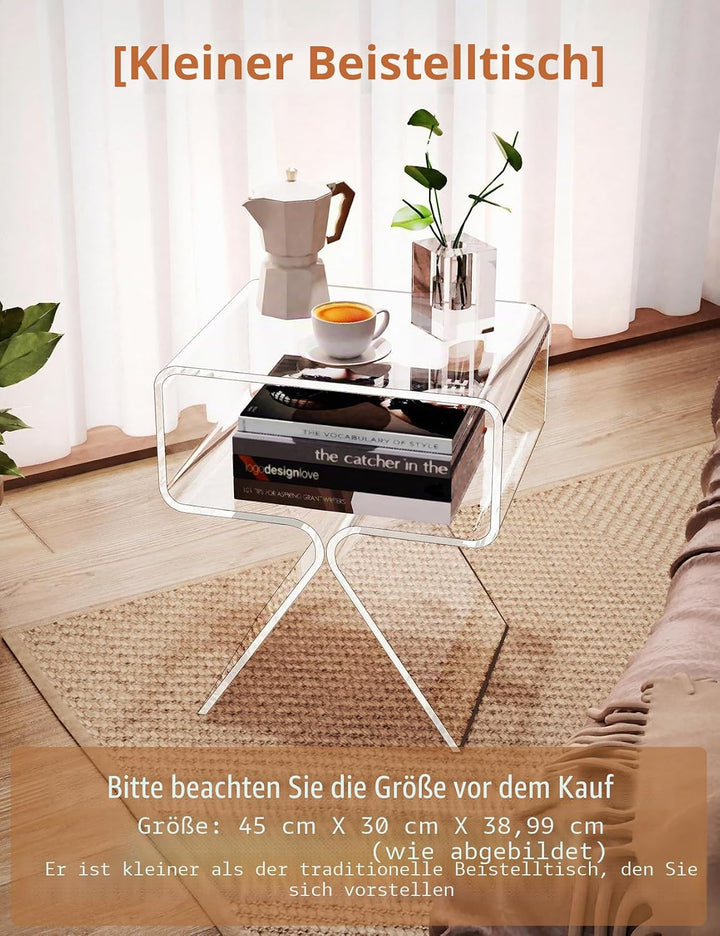 solaround Acryl Beistelltisch, Retro Modern Transparent Tisch Nachttisch für Wohnzimmer(transparent)