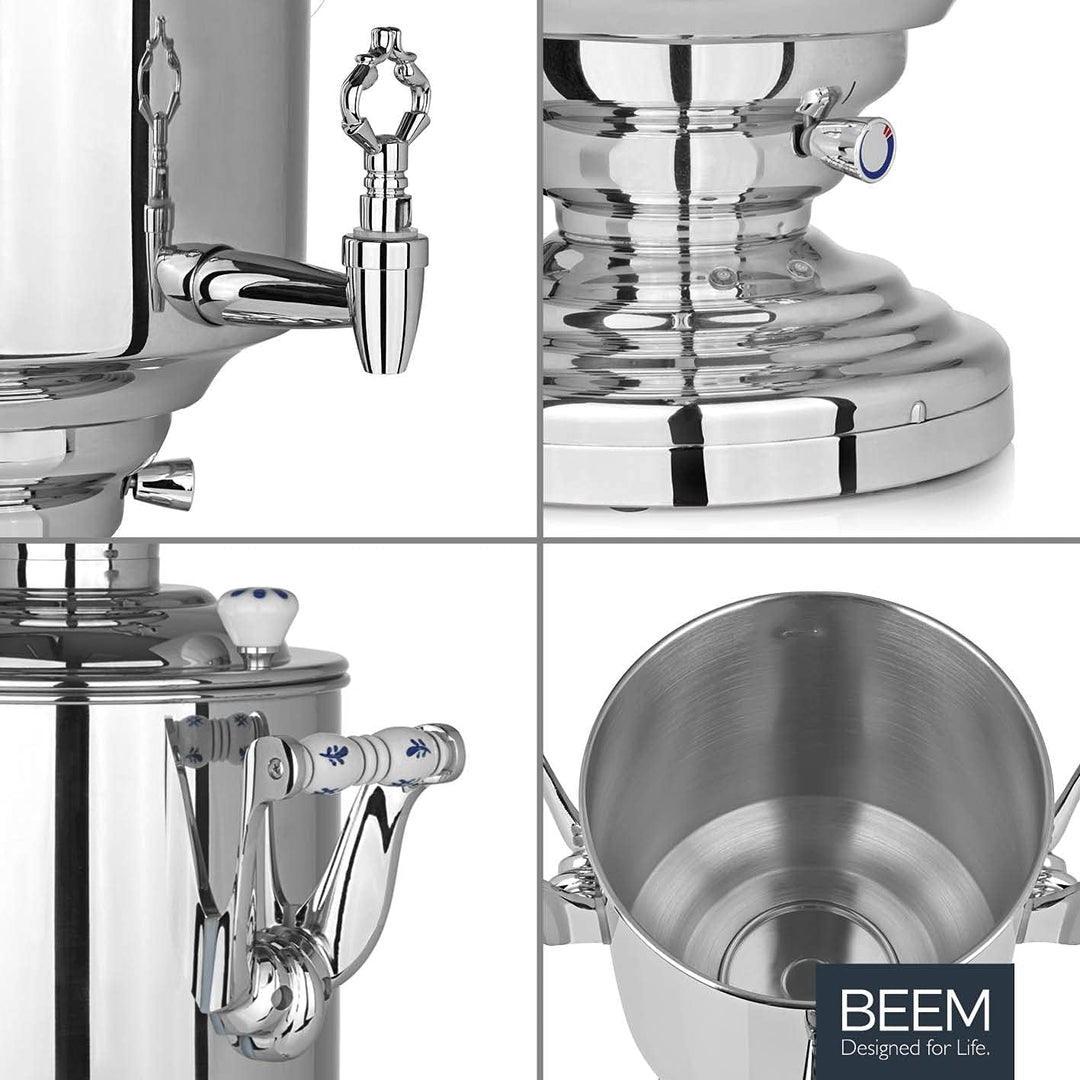 BEEM KATHARINA Samowar - 15 l | Edelstahl | Türkischer Teekocher elektrisch | 3000 W | 2L Teekanne m