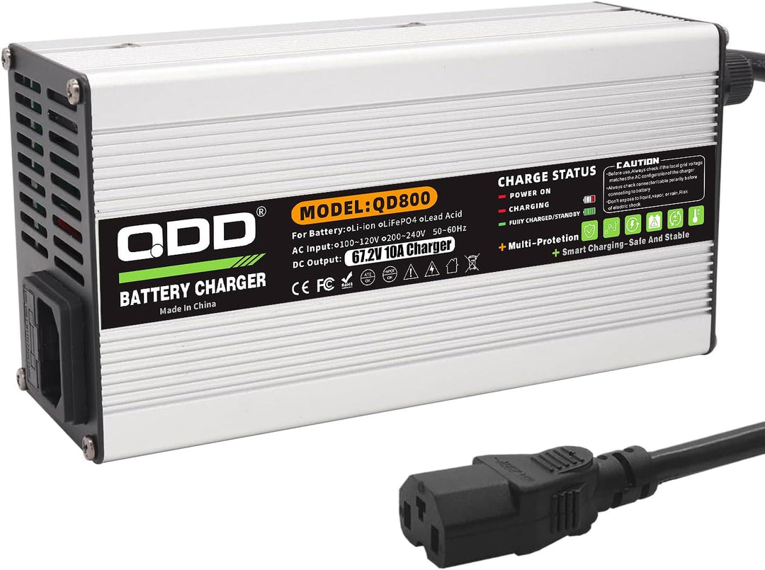 QDD 67,2 V 10 A Li-Ionen-Akku-Smart-Ladegerät, vollständig mit Lüfter, verwendet für 16S 60 V Li-Ion