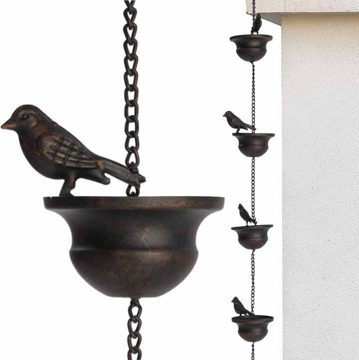 Pxcewdcx Regenkette Vögel 2.4m, Regenkette Ablaufkette, Regenkette Dachrinne, Regenkette Anthrazit,