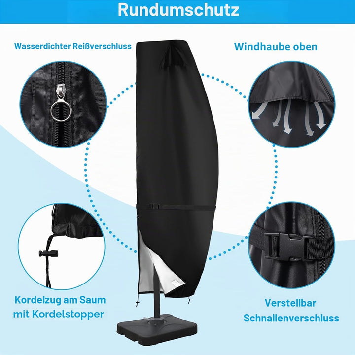 Ampelschirm Schutzhülle 420D wasserdichte für 2,7 m - 3,6 m, mit stabilem, wasserdichtem Reissversch