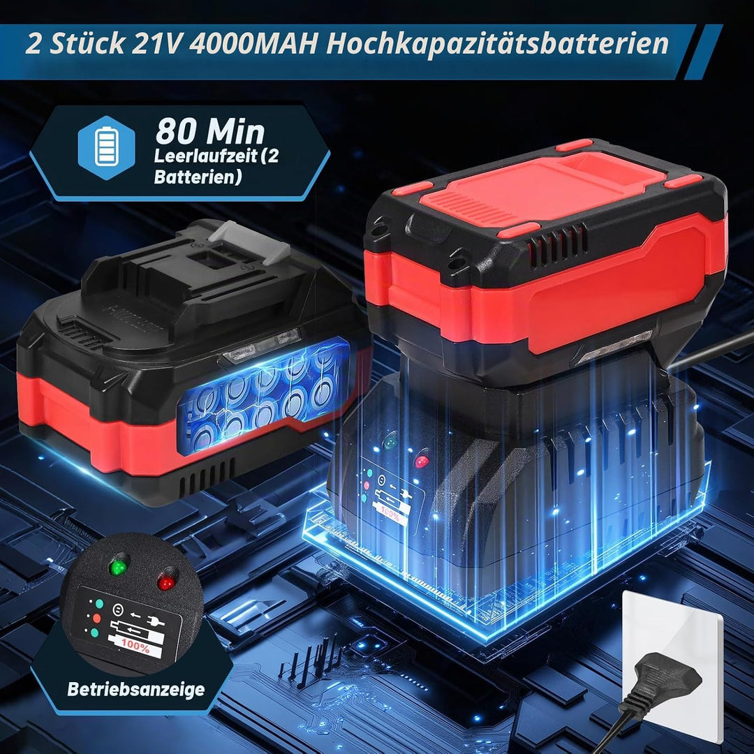6,5 Amp Holzschneidemaschine mit zwei 4000Mah Batterien Stabile manuell einstellbare Geschwindigkeit